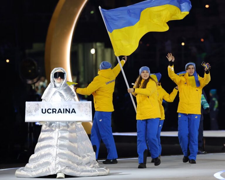 Russian woman carried Ukraine team placard at Winter Olympics opening ceremony