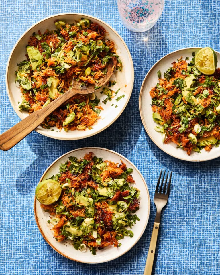 Georgina Hayden’s quick and easy recipe for gochujang crispy rice and avocado salad